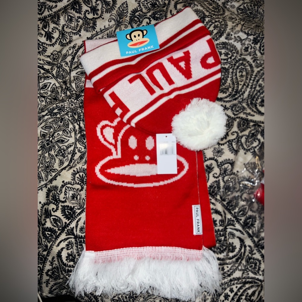 Paul Frank Red and White Knit Scarf
